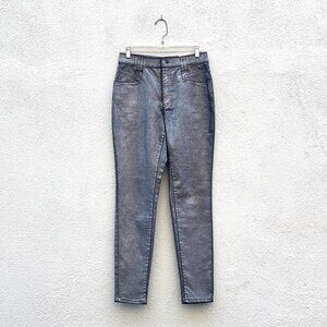 NWT INC International Concepts Metallic Silver Skinny Denim Jeans Size 8